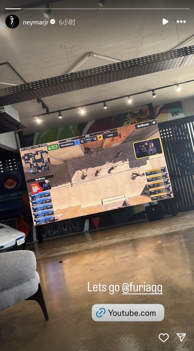 養傷！內馬爾觀看CS2比賽，為巴西戰隊黑豹加油